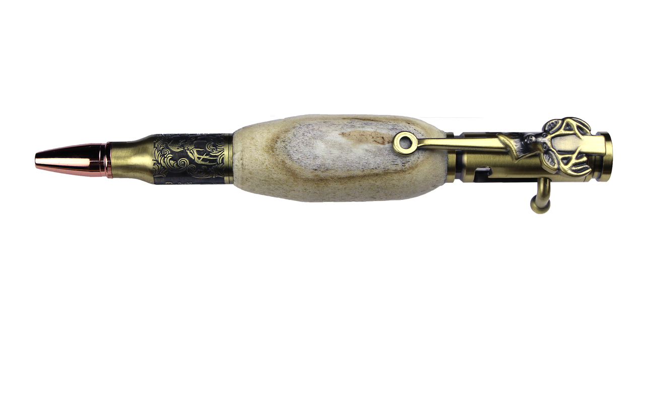 Buck Bolt Action Antler Pen - Gold